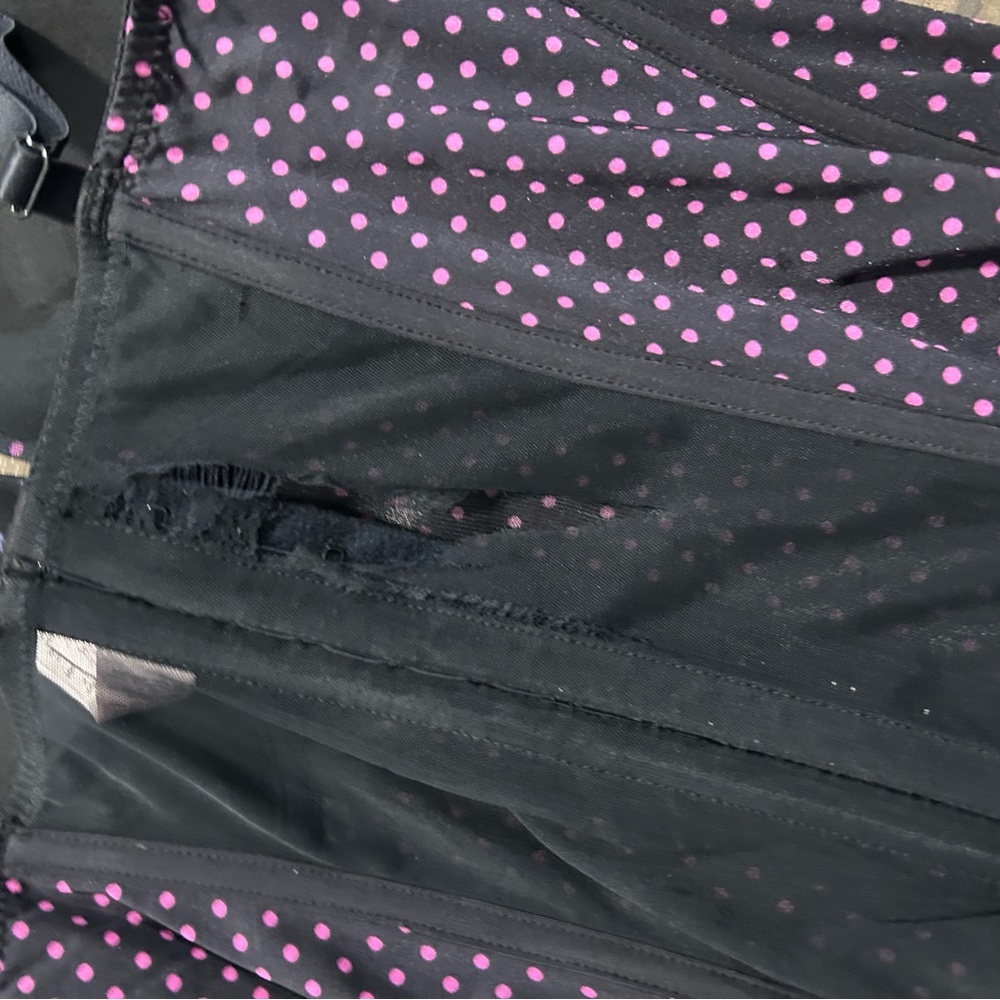 Black and Pink Polka Dot Women's Bustier - Picture 3 of 5